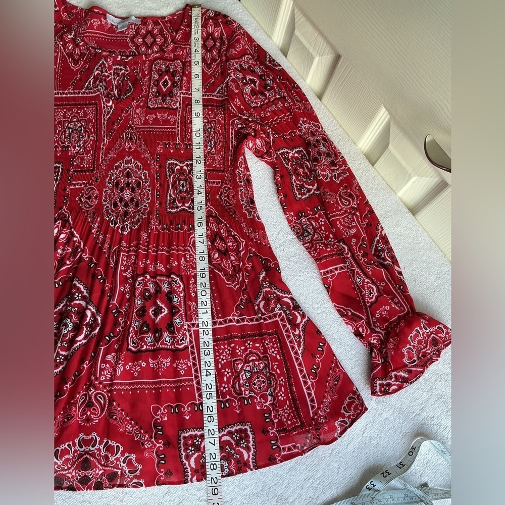 KEREN hart Red Paisley Blouse SzM - Picture 7 of 9